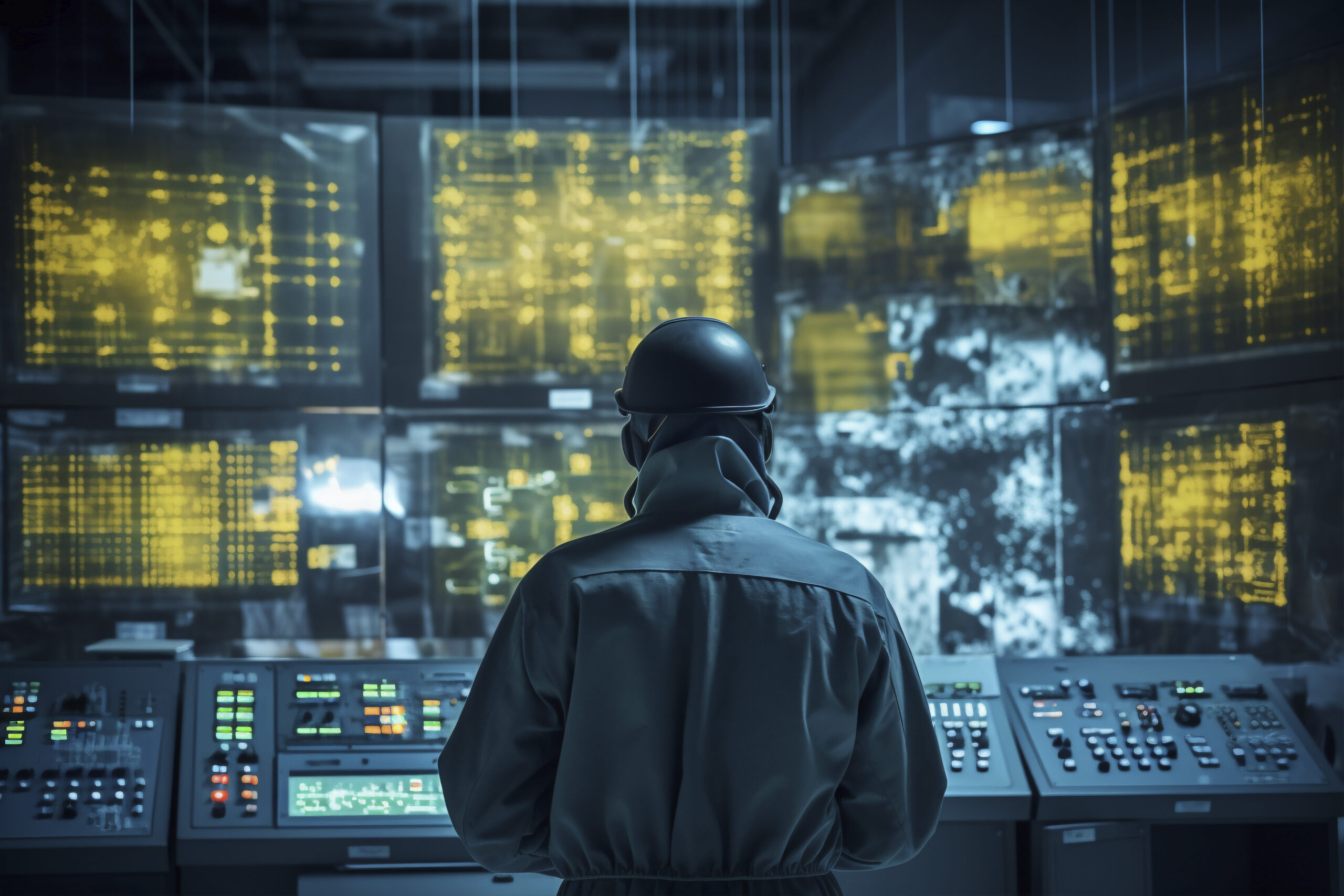 Trabajador en el puesto de control